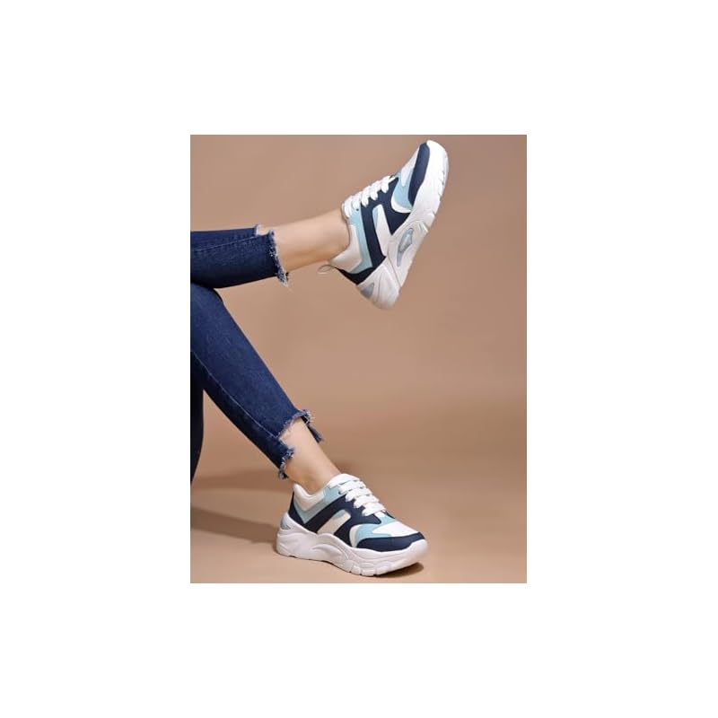Shoetopia Women'S Casual Walking Navy Blue Sneakers || Comfortable Lightweight Lace Comfy Travel & College Eu36