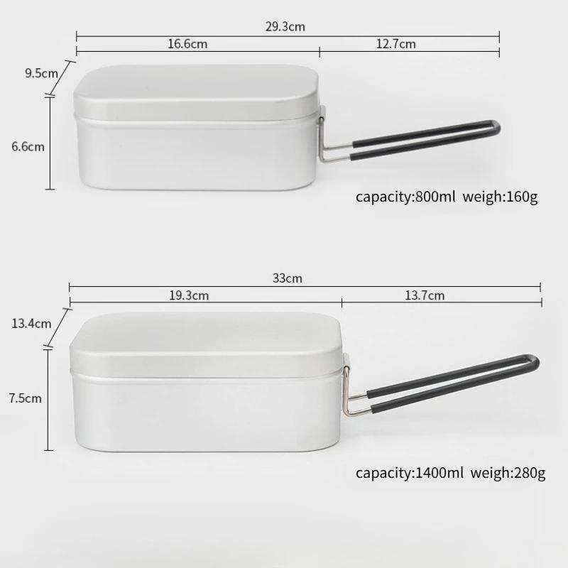 800/1400ML Aluminium Lunchboxen Reise Camping Geschirr Essgeschirr Outdoor Picknick Touristen Schüssel Geschirr Bento Wanderzubehör