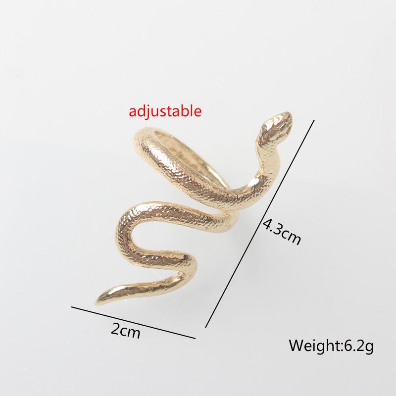 New Stylish Curved Snake Women's Open Rings Gold Metal Personality Female Adjustable Rings Cool Stuff Anillos Mujer