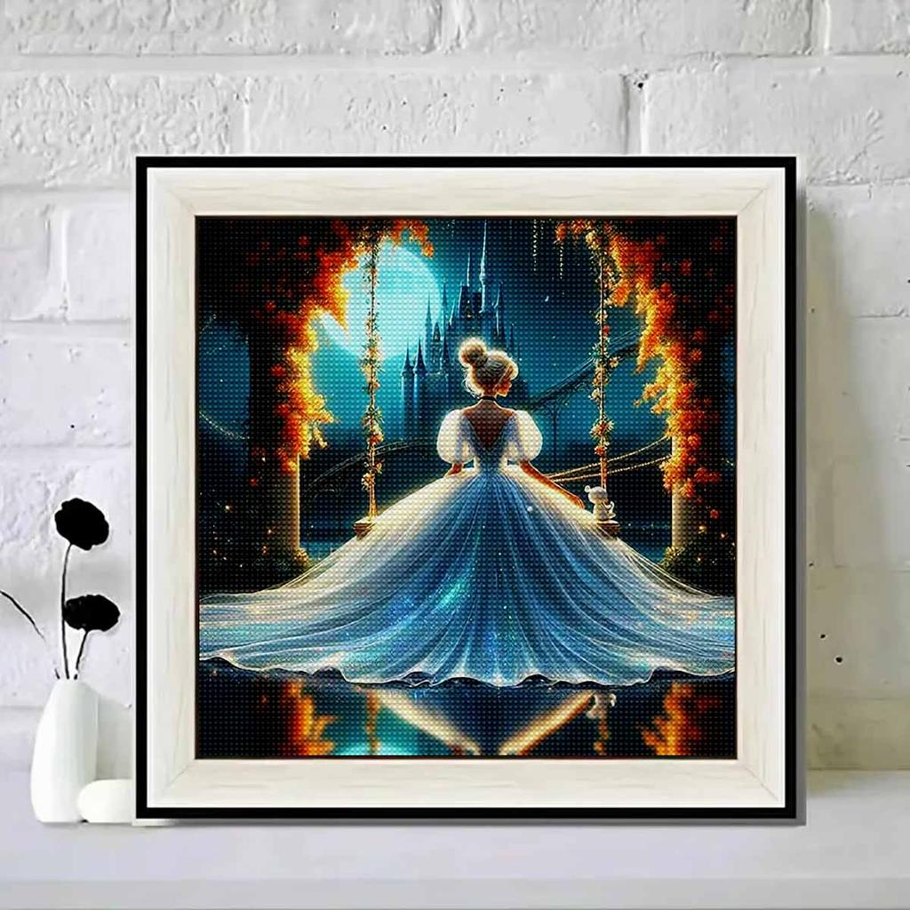 5D DIY Diamond Painting Decorative Princess Swings Full Round Drill Scenery Diamond Embroidery Cross Stitch Kits Home Decor Gift