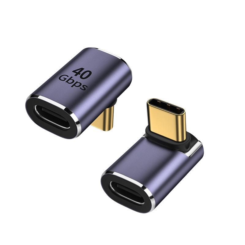 USB C 4.0 40Gbps 90 Degree Adapter 100W Fast Charging Type C to Type C Converter for Car Phone Laptop Use