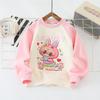 Labubu Girls' Cartoon Raglan Sleeve Sweatshirt - Spring/Autumn, Korean Style, UV Protection