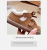 Korean Style Double Bow Furry Winter Shoes for Girls, Ages 1-6, Plus Velvet Cotton.