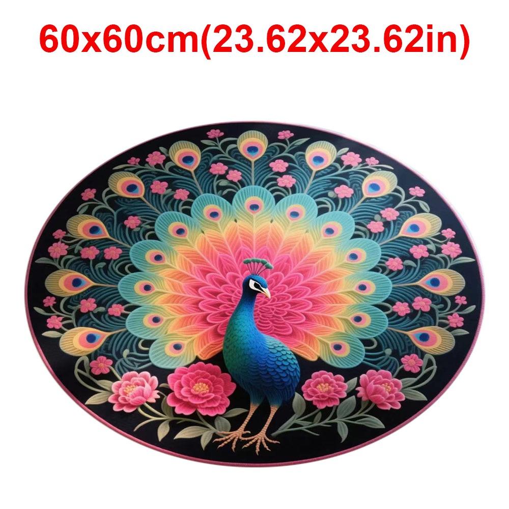 Special-shaped Peacock Carpet Soft Non-slip Peacock Mat 60x60cm/100x100cm Absorbent Bathroom Floor Mat