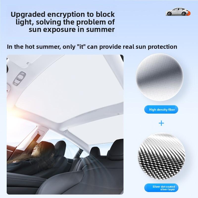 Naklejka Samochodowa Na Tesla Model 3 Model Y Osłona Przeciwsłoneczna Ulepszona Izolacja Ciepła Osłona Przeciwsłoneczna Dach Panoramiczny Osłona Dachu Kurtyna Lodowy Kryształ Hurtowa