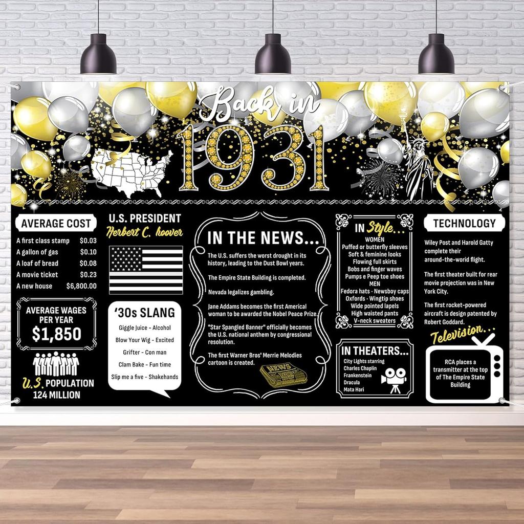 50th Birthday Black Gold Party Decoration Back In 1976 Backdrop Large Banner Birthday Party Poster Supplies Vintage 1976 Photography Background for