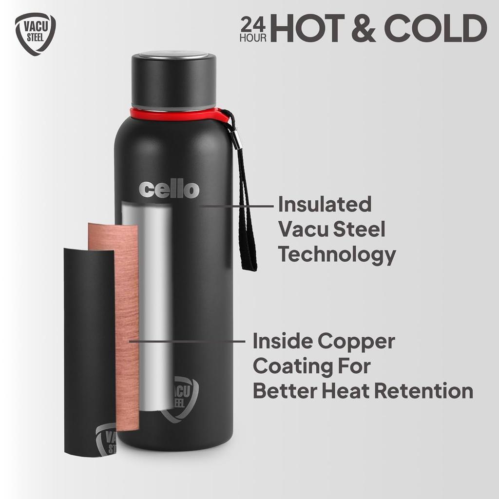 Vacuum Insulated Water  750ml Bottle For Hot And Cold Drinks Travel Friendly | Leak Proof Stainless Steel Flask With Wide Mouth And Matte Finish Look