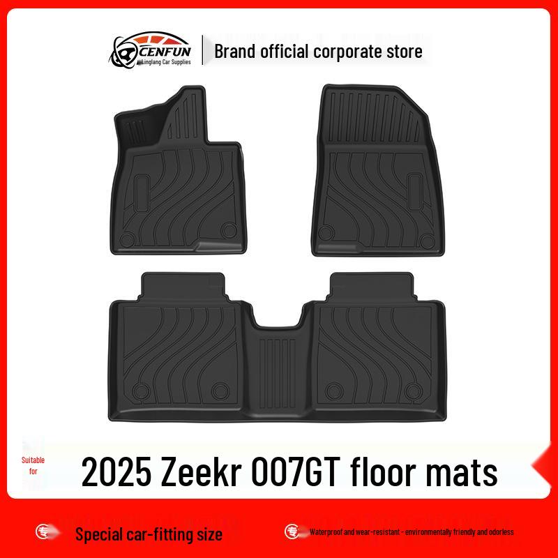 Geely ZEEKR 007GT TPE Eco-Friendly Foot Mats & Trunk Mat with Carbon Fiber Texture & Galaxy Carpet Backrest Pad, Suitable for 25 Years.