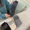 Boneless stacking socks women's socks ins autumn and winter wool socks women's thickened warm fungus lace pinstriped medium tube socks