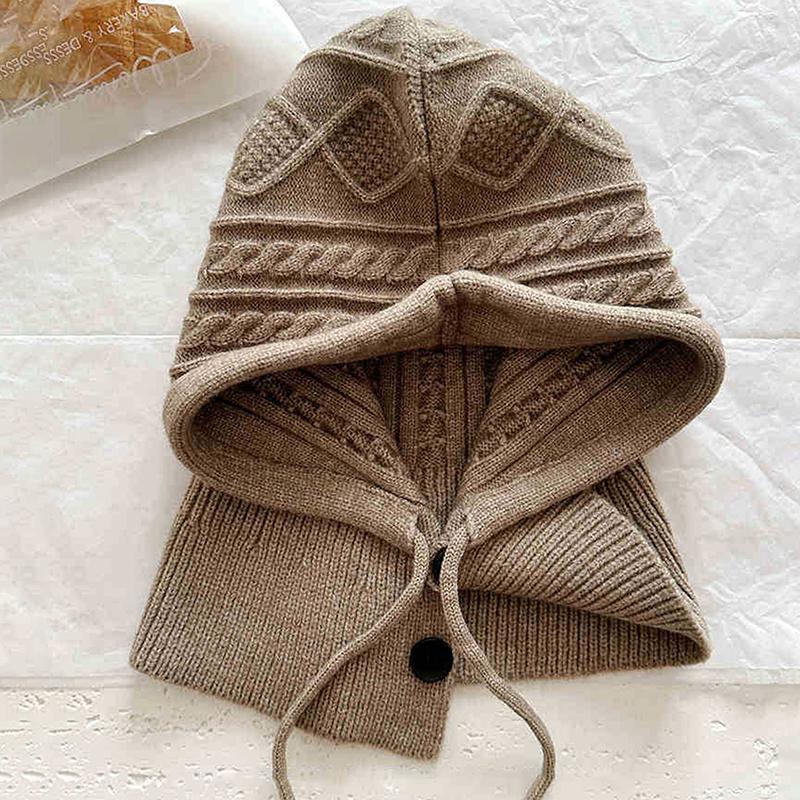 

Зимова в язана шапка-балаклава Шапка з капюшоном Жіноча накладка на шию Балаклава Шапки-біні Кепка Корейський тренд Y2K Вовняні пуловери