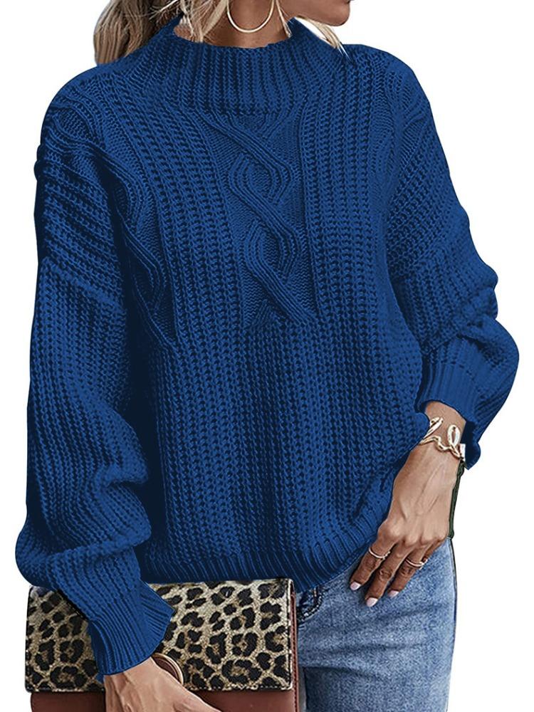 Women's Autumn Winter Sweater: Long Sleeve Mid Neck Slim Fit Base Layer Round Neck Pullover Luxurious Relaxed-fit Slimming and Versatile Top