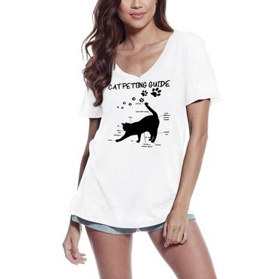 Camiseta de Mujer Guía para Acariciar Gatos - Camiseta Divertida para Amantes de Gatitos
