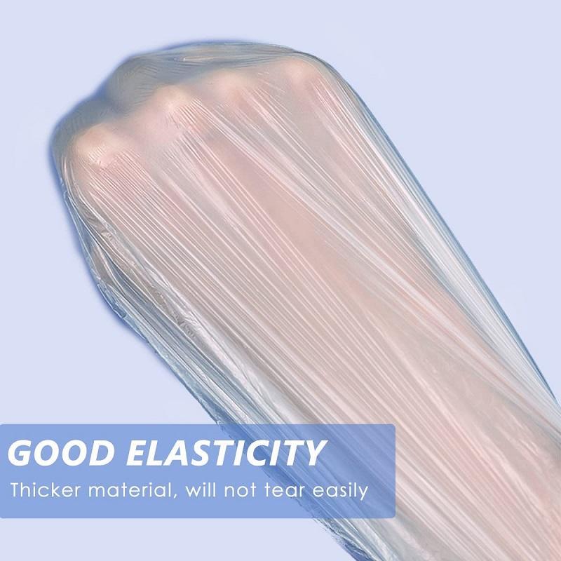 100 szt. Jednorazowe czapeczki pod prysznic Wodoodporne Plastikowe nakrycia głowy Kobiety Przezroczyste do farbowania włosów Salon Elastyczna czapeczka do kąpieli dla Hotelu Uroda