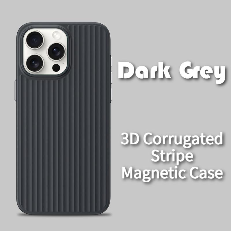 Original 3D Corrugated Texture Luggage Magnetic Cover for IPhone Air 17 16 15 14 13 12 Pro Max for Magsafe Wireless Charge Funda