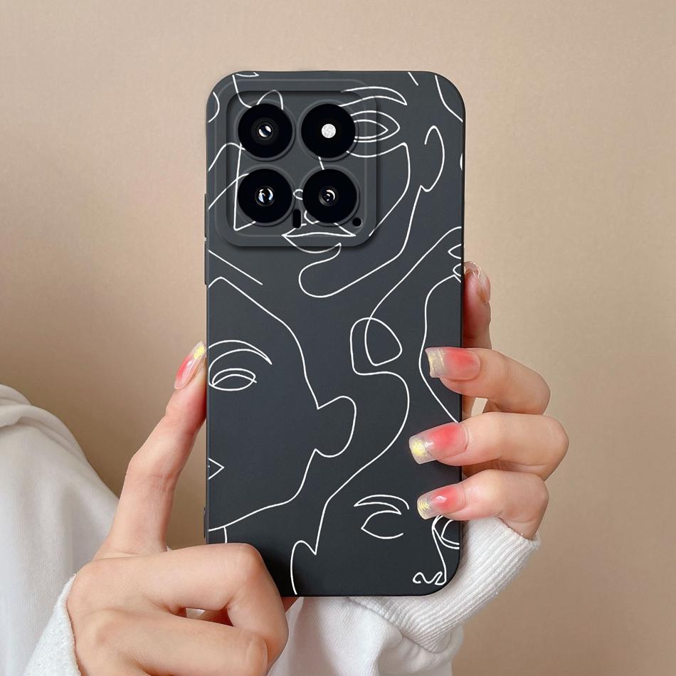Case For Xiaomi 14 Pro Cartoon Soft Smooth Liquid Silicone Full Protection Shockproof Bumper For Xiaomi14 14Pro Back Cover Capa