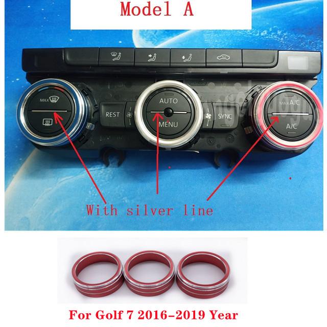 For Volkswagen Golf 7 MK7 2014- T-Roc Aluminum Alloy Air Conditioning Knob Cover Control Switch Decoration Ring Car