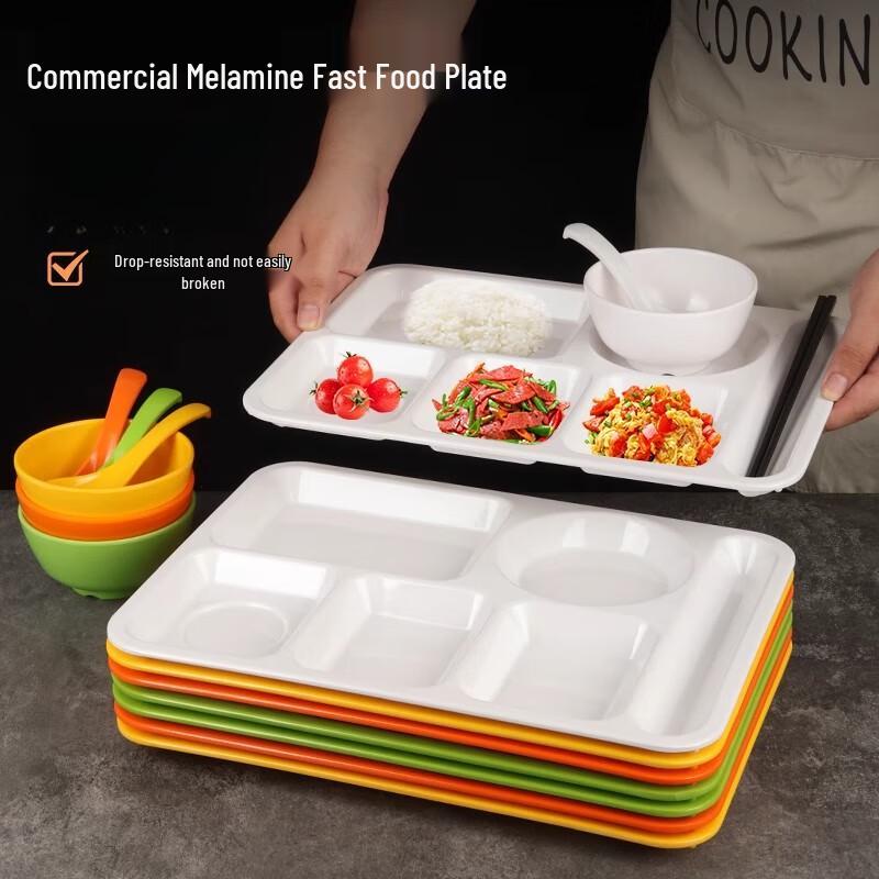 Thickened Melamine 4-Compartment Rectangular Serving Tray