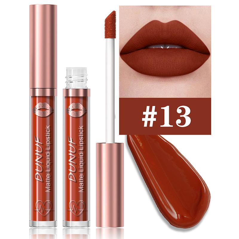 DUNUF 18 Farben Mattes Samt-Lippenstift Wasserdicht Langanhaltend Nude Matt Lipgloss Klar Feuchtigkeitsspendendes Lippenöl für Damen Make-up