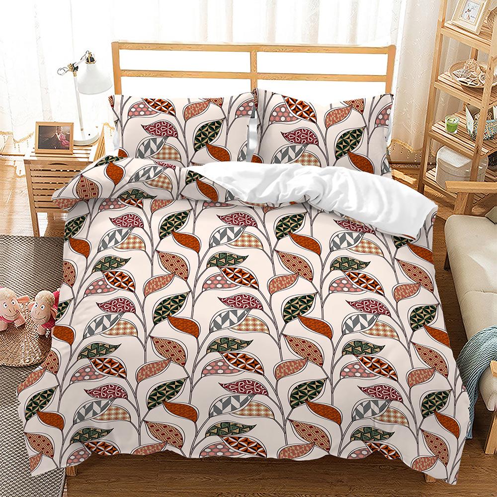 

Bedding Three-Piece Set Quilt Cover Pillowcase 3D Digital Printing Plant Leaf Fruit Kit 135 * 200 (two-piece set) 90g