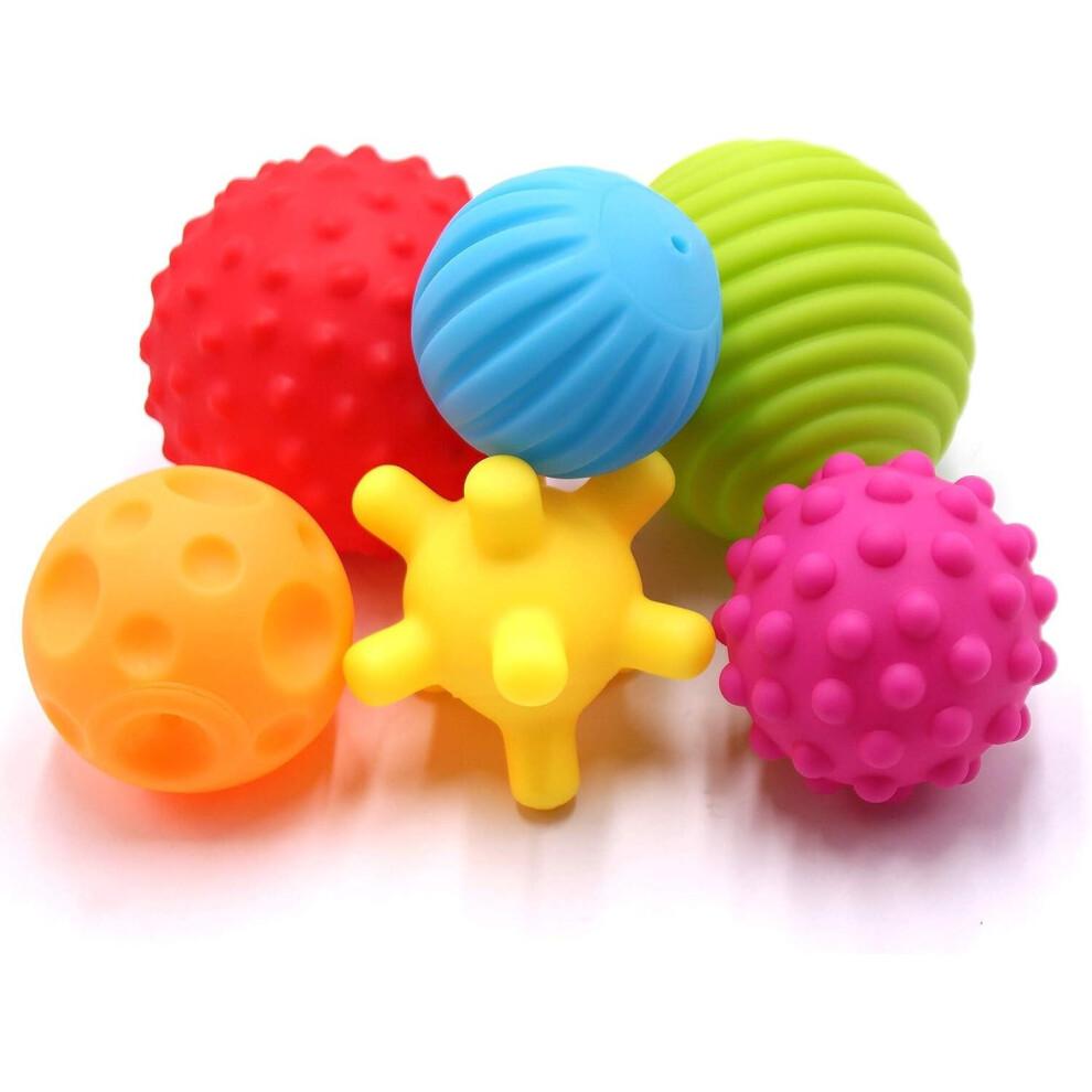 6 Piece First Baby Ball Set Baby Hand Massage Multi Textured Sensory Soft Balls