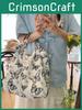 Large Capacity Lace Butterfly Canvas Tote Bag For Stylish Commute And Daily Use