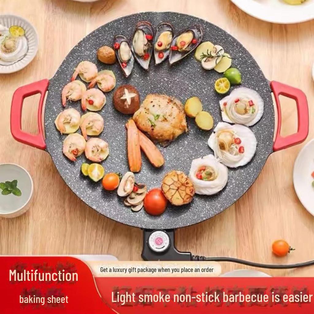 Koreanische elektrische Antihaft-Grillpfanne für Spieße und Steak, rauchreduzierter BBQ- und Bratpfanne