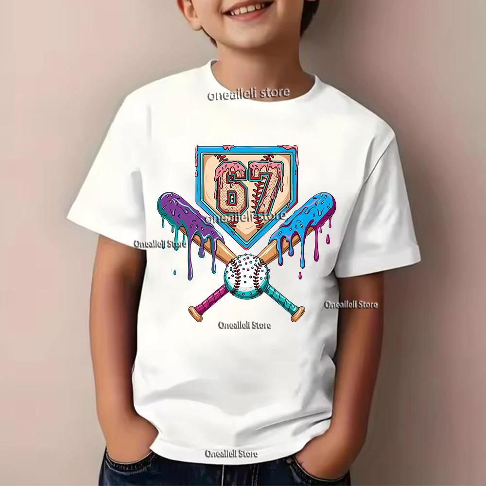 Kids Summer T-shirt Boys Girls Sport Number Print Top Casual Short Sleeve Wear