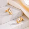 Stainless Steel Oval White Zirconia Stud Earrings,Fashion Versatile Dazzling Circle Earrings with Zirconia,Minimalist Earring
