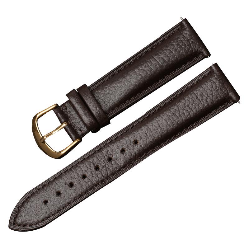 Lychee Pattern Genuine Leather Watch Strap - Soft, Breathable, Quick Release, Double-Sided Cowhide for Men & Women
