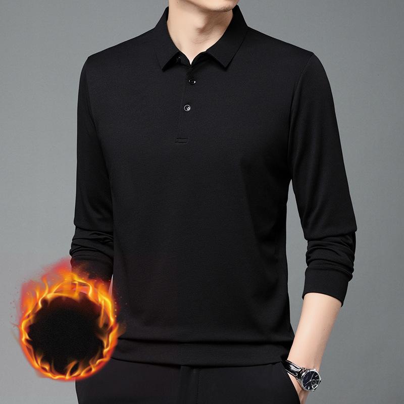 Men S Premium Fleece Thick Casual Business Polo Shirt