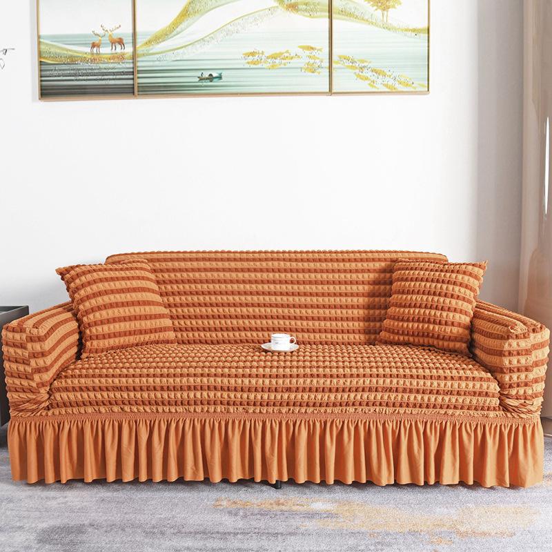 New Style Sofa Cover Seersucker Skirt Model All Inclusive Cover Cloth for All Seasons Lazy All Inclusive Full Cover Elastic Cover
