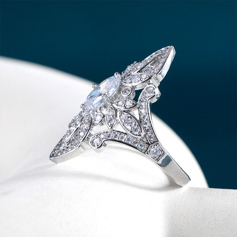 BELLA BOX Luxury Fashion Wedding Rings Women Delicate Floral Cubic Zirconia Engagement Rings Party Gift Silver Color Jewelry