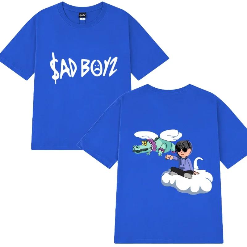 Hot Singer Junior H Sad Boyz Harajuku Cartoon Graphic T Shirt Men Women Oversized Short Sleeve T-shirts Unisex 100% Cotton Tops