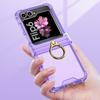 Silicone Airbag Bumper Soft Case for Samsung Galaxy Z Flip 6 Case All-included Hinge Ring Holder Cover For Galaxy Z Flip 5 Funda