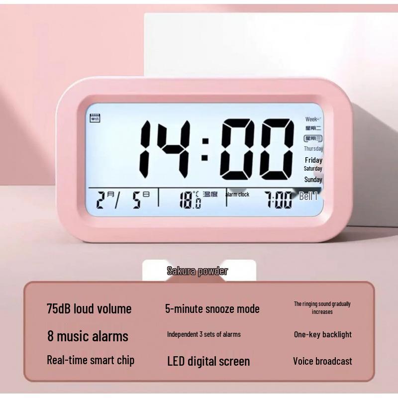 Luminous Charging Alarm Clock with Voice Announcer
