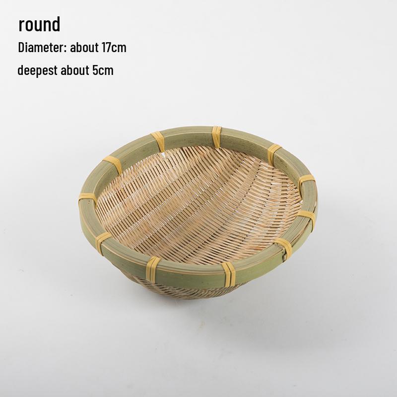 Handmade Bamboo Weaving Sieve Basket Storage and Snack Plate Set