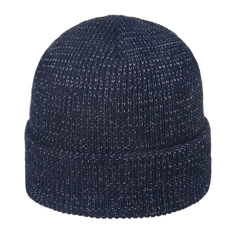 Glowing Silk Knitted Hat Night Reflective Knitted Pullover Hat Fashion Trend Winter Hat Korean Version for Men and Women