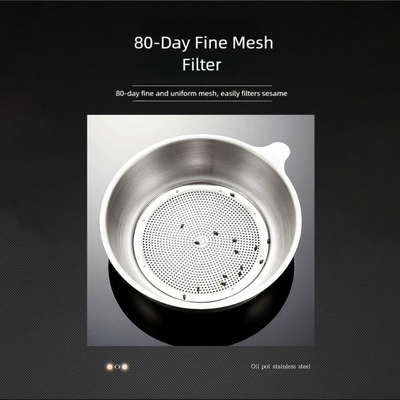 Home Kitchens Large Capacity Oil Filter Pot With Ergonomic Handle and Mesh Strainer For Safe Cooking And Easy Cleaning