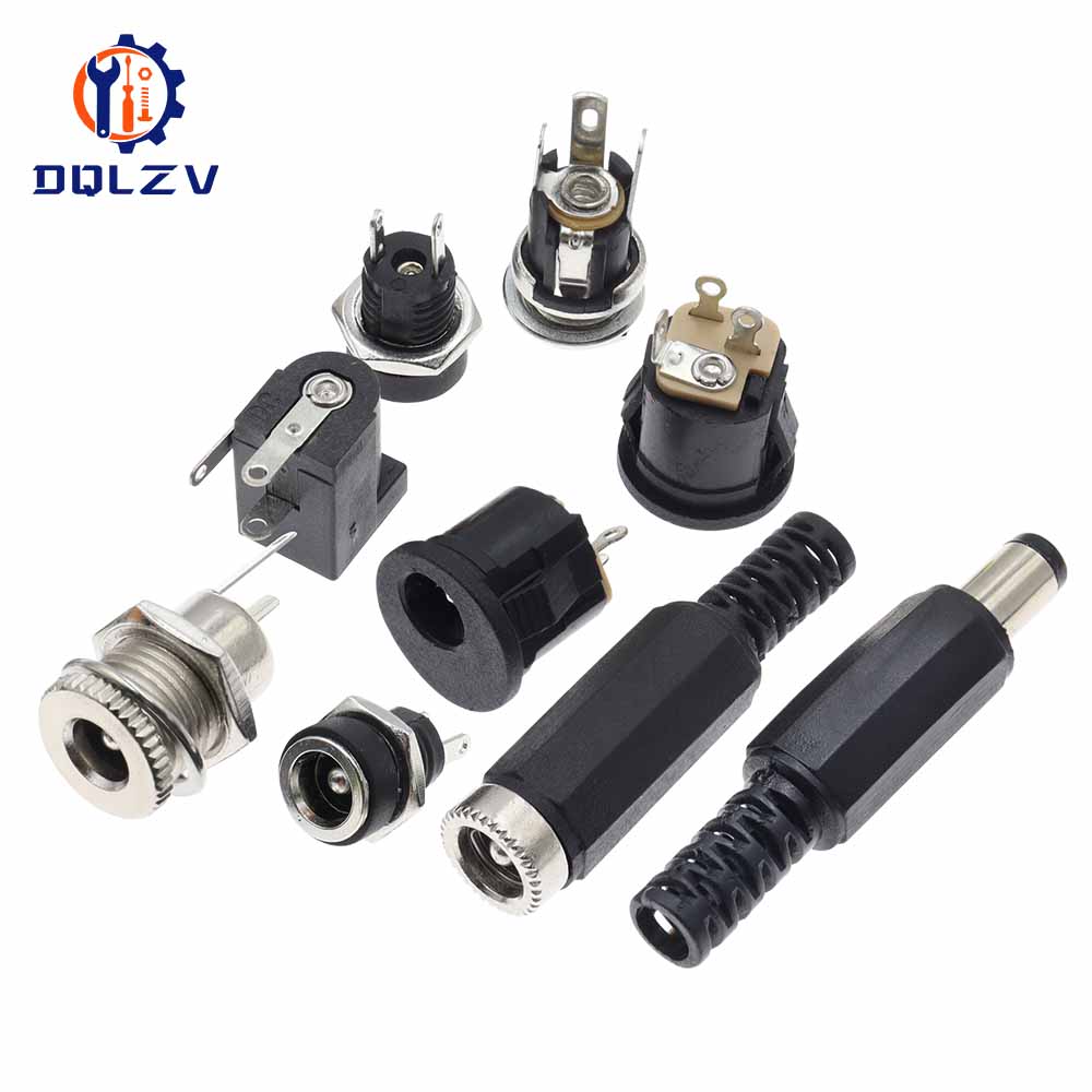 DC Connectors 5.5x2.1mm 3.5x1.3mm DC Power Female Jack Socket Nut Panel Mount DC Power Adapter Connector DC-099/005/022B/25M