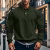 Retro-Herren-T-Shirt mit robustem Reverskragen und Krawattenknopf für Herbst und Winter, locker geschnitten, mit Farbblockmuster, große Größen, langärmlig