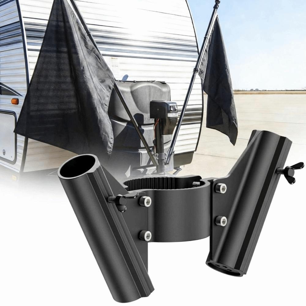Heavy Duty Trailer Chain Holder Aluminum Double Flagpole Support Trailer Towing