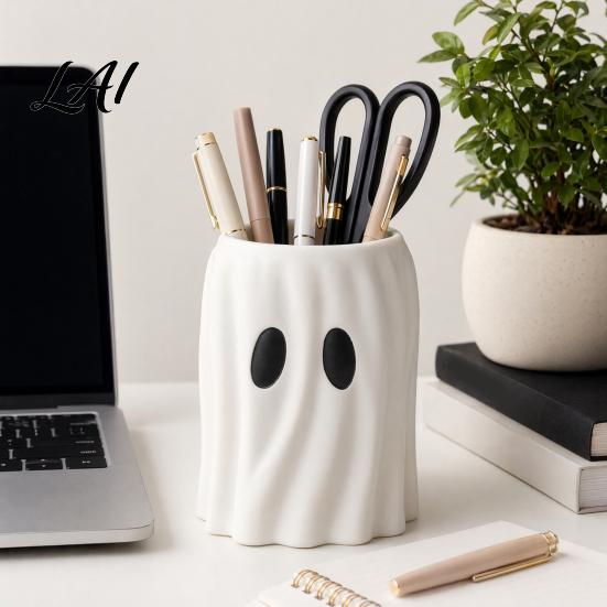 Minimalist Ghost Ornament Cute Flowerpot Resin Halloween Planter for Indoor Home Flower
