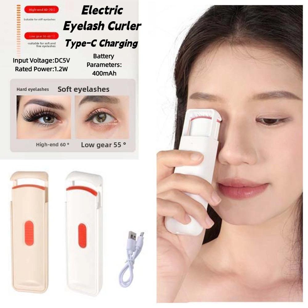 Mini Electric Eyelash Curler Makeup Tools Fast Heating Heated Eyelash Curler Long-lasting Type-C Charging