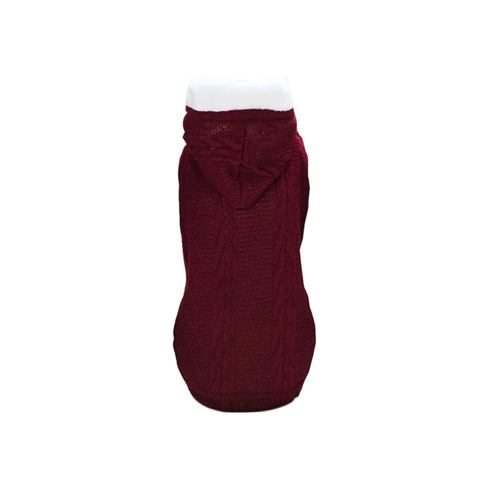 

Winter Warm Fleece-Lined Dog Knit Hoodie For Small Breeds (Teddy, Chihuahua) - Cozy Pet Sweater With Stylish Cable-Knit Design, 4 Color Options XL винный