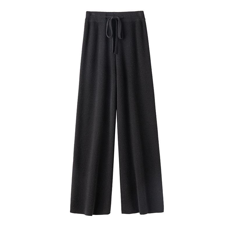 

Women s Soft Wide-Leg Knit Pants: Skin-Friendly, High-Waisted, Slimming, Floor-Length for Casual Elegance. XL, Length 100cm, Height 165-168cm
