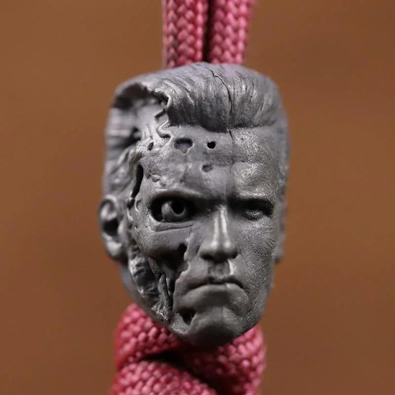 Robot Warrior Brass Knife Beads EDC Outdoor DIY Paracord Woven Lanyard Pendants Accessories.