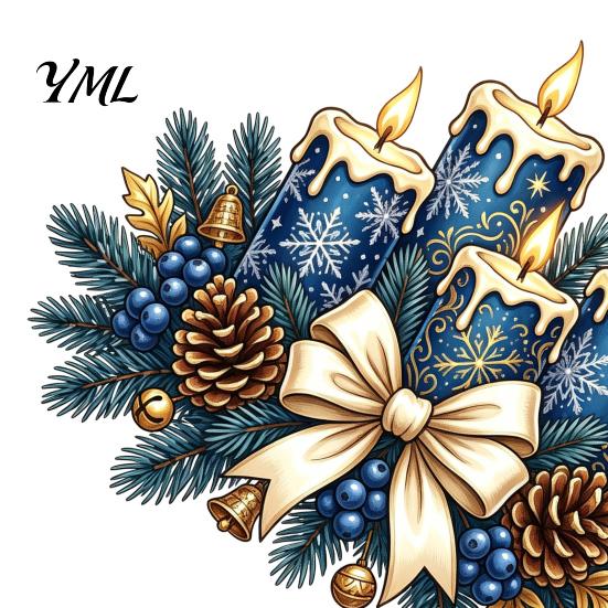 Winter Holiday Glass Stickers Christmas Candle Static Stickers, Removable Window Cling with Bow Pinecone And Pine Decorative Branch Clings Pattern,