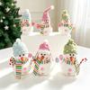 Holiday Party Photo Props Lighted Snowman Christmas Ornament with Knitted Hat, LED Warm Light Soft Fabric Figurine Hanging Pendant for Tree,