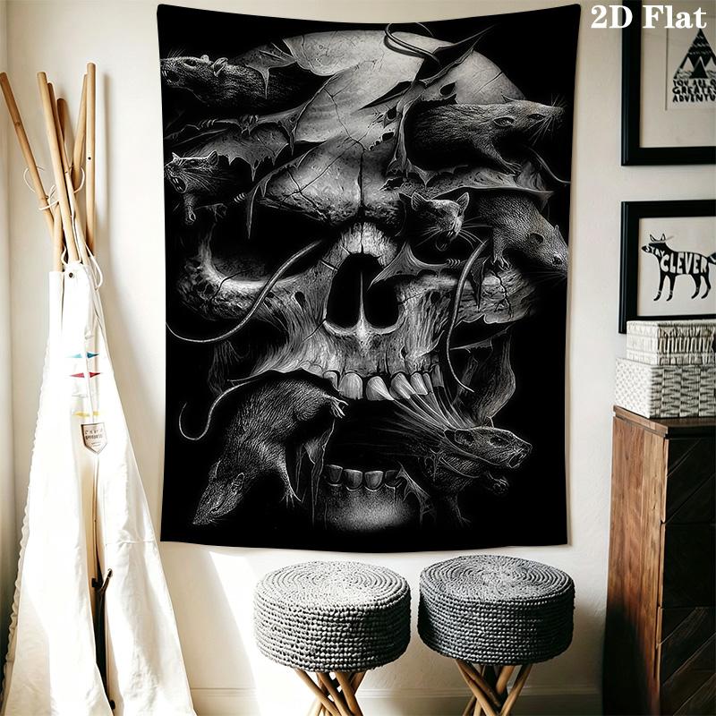 Dark Fantasy Tapestry Gothic Skull Snake Art Tapestry Background Cloth Wallmounted Wall Covering Decoration Background Cloth Work Of Art