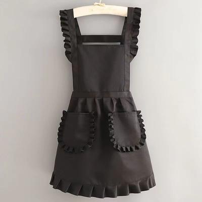 1pc Elegant  Apron for Women Cute LaceTrimmed Kitchen Bib with Front Pocket, Polyester Cooking Cleaning Apron, for Home, Cafe,Gardening or Cookin